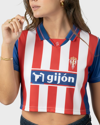 2000 REAL SPORTING DE GIJÓN Crop Top - Playera fútbol retro